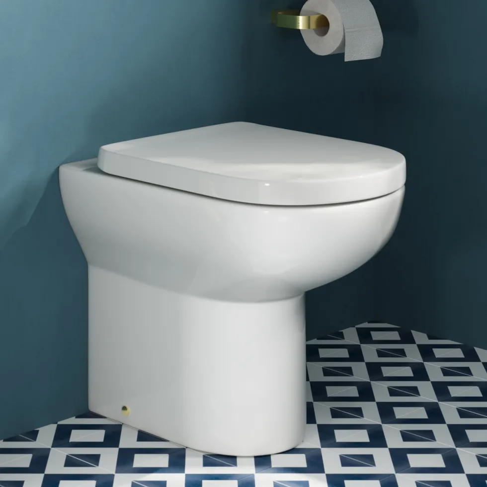 Vellamo Modern D-Shaped Comfort Height Back to Wall Toilet with Soft Close Seat