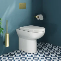 Vellamo Modern D-Shaped Comfort Height Back to Wall Toilet with Soft Close Seat