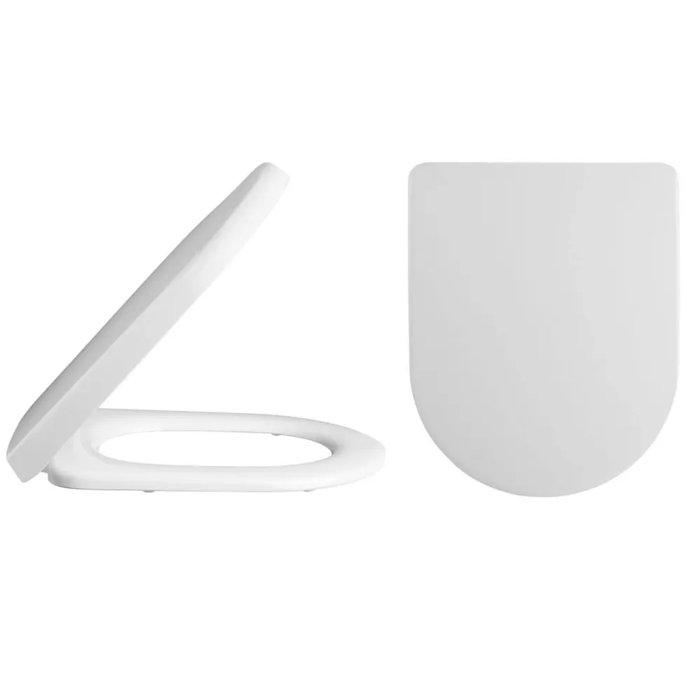 Vellamo Modern D-Shaped Comfort Height Back to Wall Toilet with Soft Close Seat