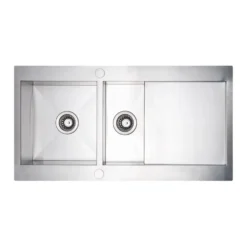 Vellamo Peak 1.5 Bowl Satin Stainless Steel Sink & Waste with Reversible Drainer - 1000 x 500mm