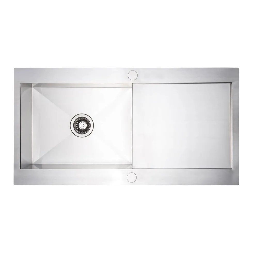 Vellamo Peak 1 Bowl Satin Stainless Steel Sink & Waste with Reversible Drainer - 1000 x 500mm