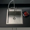 Vellamo Peak 1 Bowl Satin Stainless Steel Sink & Waste with Tap Ledge - 450 x 500mm