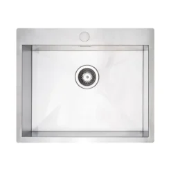 Vellamo Peak 1 Bowl Satin Stainless Steel Sink & Waste with Tap Ledge - 600 x 500mm