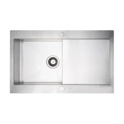 Vellamo Peak Compact 1 Bowl Satin Stainless Steel Sink & Waste with Reversible Drainer - 860 x 500mm