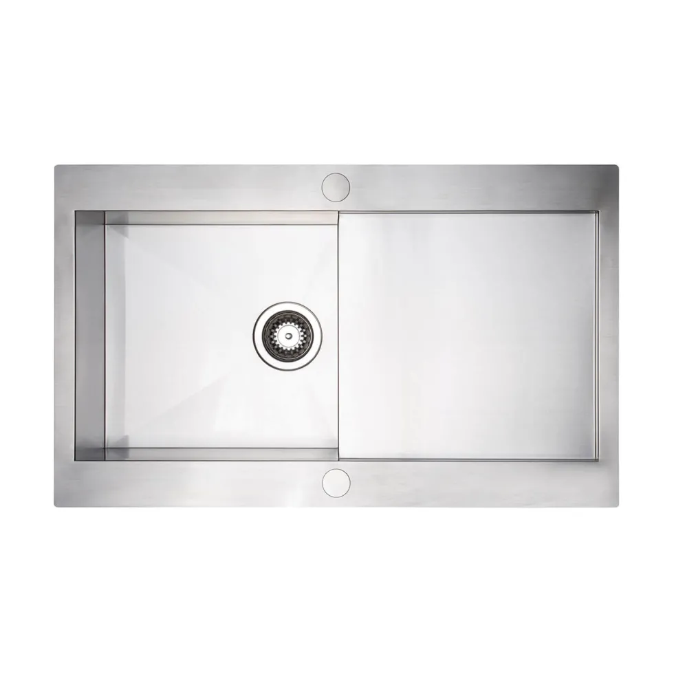Vellamo Peak Compact 1 Bowl Satin Stainless Steel Sink & Waste with Reversible Drainer - 860 x 500mm