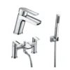 Vellamo Poise Mono Basin Mixer & Bath Shower Mixer with Shower Kit