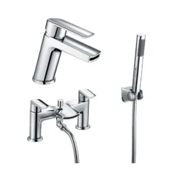 Vellamo Poise Mono Basin Mixer & Bath Shower Mixer with Shower Kit