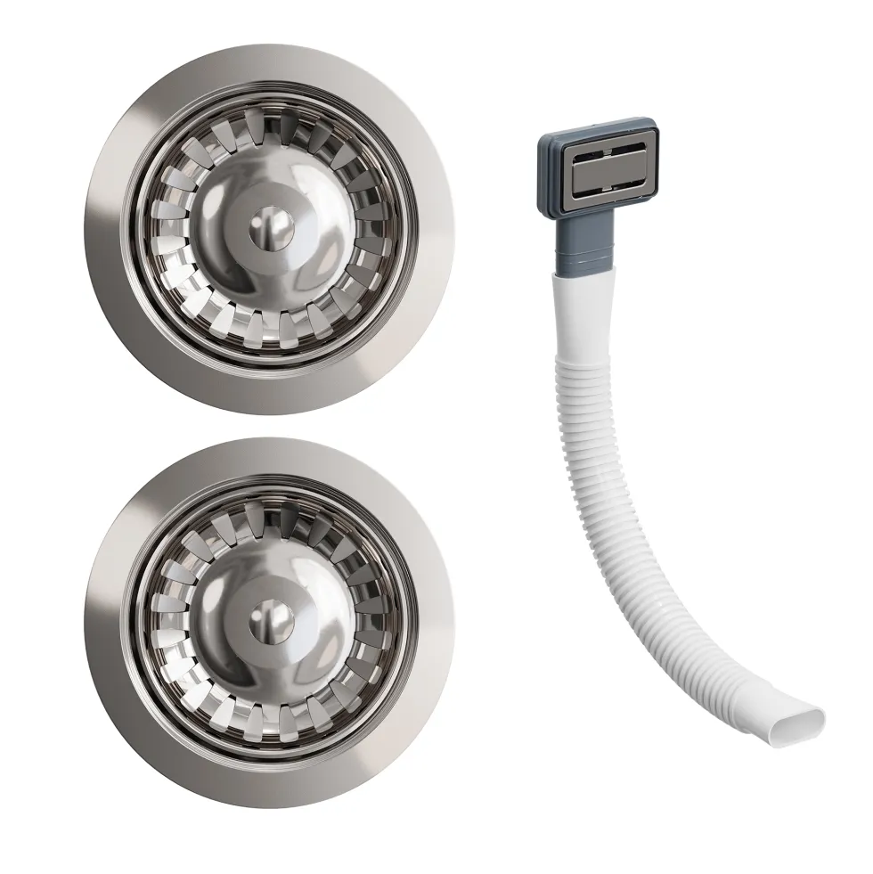 Vellamo Premium 90mm 1.5 & 2 Bowl Kitchen Sink Strainer Wastes with Rectangular Overflow