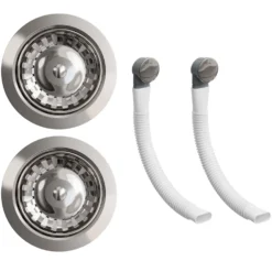 Vellamo Premium 90mm 1.5 & 2 Bowl Kitchen Sink Strainer Wastes with Two Round Overflows