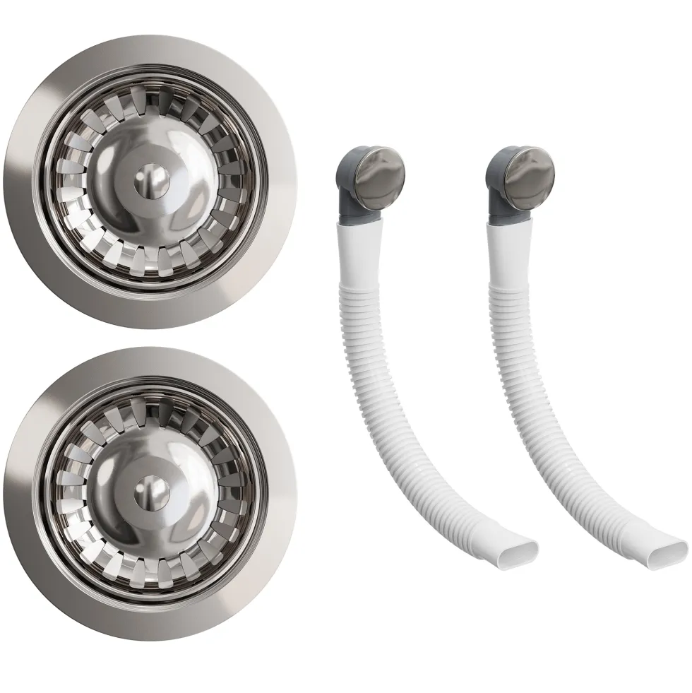 Vellamo Premium 90mm 1.5 & 2 Bowl Kitchen Sink Strainer Wastes with Two Round Overflows