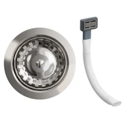 Vellamo Premium 90mm Kitchen Sink Strainer Waste & Rectangular Overflow