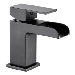 Vellamo Reve Matt Black Waterfall Basin Tap & Waste