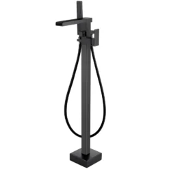 Vellamo Reve Waterfall Matt Black Freestanding Bath Shower Mixer Tap