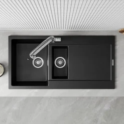 Vellamo Rocca 1.5 Bowl Granite Composite Inset Kitchen Sink & Waste - 1000 x 500mm
