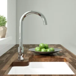 Vellamo Sidra Twin Lever Mono Kitchen Mixer - Polished Chrome