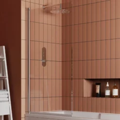 Vellamo Square Corner 6mm Glass Bath Screen - 1400 x 800mm