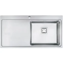Vellamo Steel Horizon Large 1 Bowl Stainless Steel Kitchen Sink & Waste Kit - 1000 x 520mm