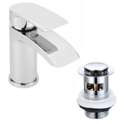 Vellamo Swift Chrome Basin Mixer Tap & Waste