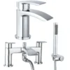 Vellamo Swift Chrome Basin Mixer Tap & Waste and Bath Shower Mixer Tap with Shower Kit
