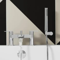 Vellamo Swift Chrome Basin Mixer Tap & Waste and Bath Shower Mixer Tap with Shower Kit