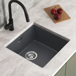 Vellamo Terra 1 Bowl Granite Composite Inset or Undermount Kitchen Sink & Waste - 430 x 460mm