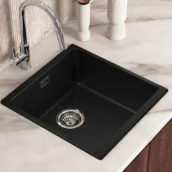 Vellamo Terra 1 Bowl Granite Composite Inset or Undermount Kitchen Sink & Waste - 430 x 460mm