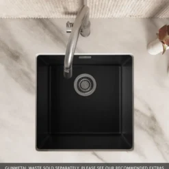 Vellamo Terra 1 Bowl Granite Composite Inset or Undermount Kitchen Sink & Waste - 430 x 460mm