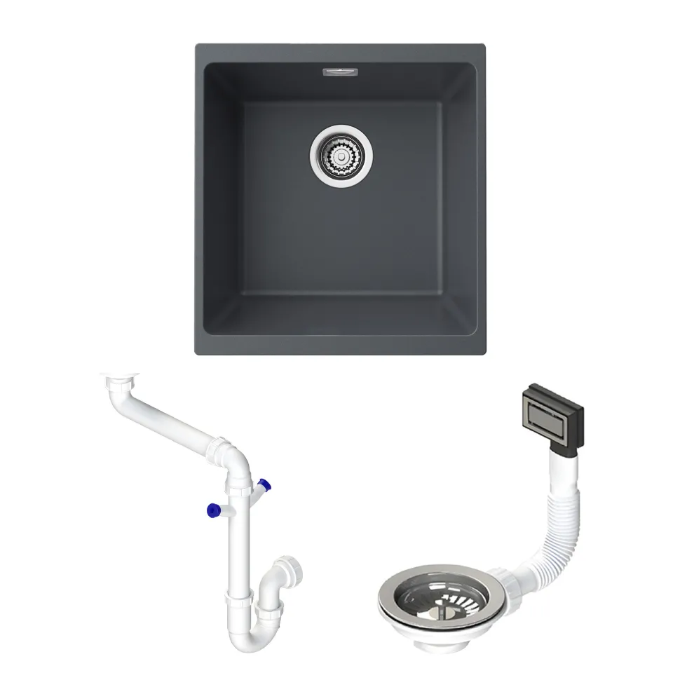 Vellamo Terra 1 Bowl Granite Composite Inset or Undermount Kitchen Sink & Waste - 430 x 460mm