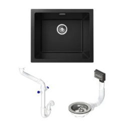 Vellamo Terra 1 Bowl Granite Composite Inset / Undermount Kitchen Sink & Waste - 533 x 457mm
