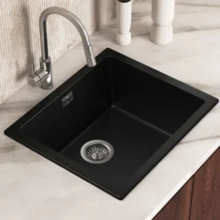 Vellamo Terra 1 Bowl Granite Composite Inset / Undermount Kitchen Sink & Waste - 533 x 457mm