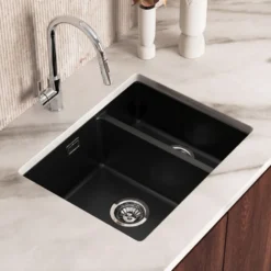 Vellamo Terra 1.5 Bowl Granite Composite Inset/Undermount Kitchen Sink & Waste Kit - 555 x 460mm