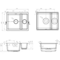 Vellamo Terra 1.5 Bowl Granite Composite Inset/Undermount Kitchen Sink & Waste Kit - 555 x 460mm