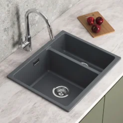Vellamo Terra 1.5 Bowl Granite Composite Inset/Undermount Kitchen Sink & Waste Kit - 555 x 460mm