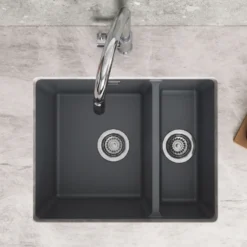 Vellamo Terra 1.5 Bowl Granite Composite Inset/Undermount Kitchen Sink & Waste Kit - 555 x 460mm