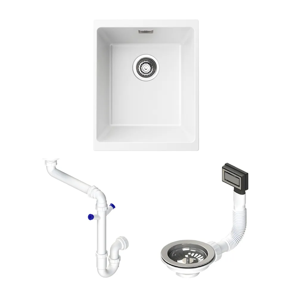 Vellamo Terra Compact 1 Bowl Granite Composite Inset or Undermount Kitchen Sink & Waste - 370 x 460mm