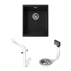 Vellamo Terra Compact 1 Bowl Granite Composite Inset or Undermount Kitchen Sink & Waste - 370 x 460mm