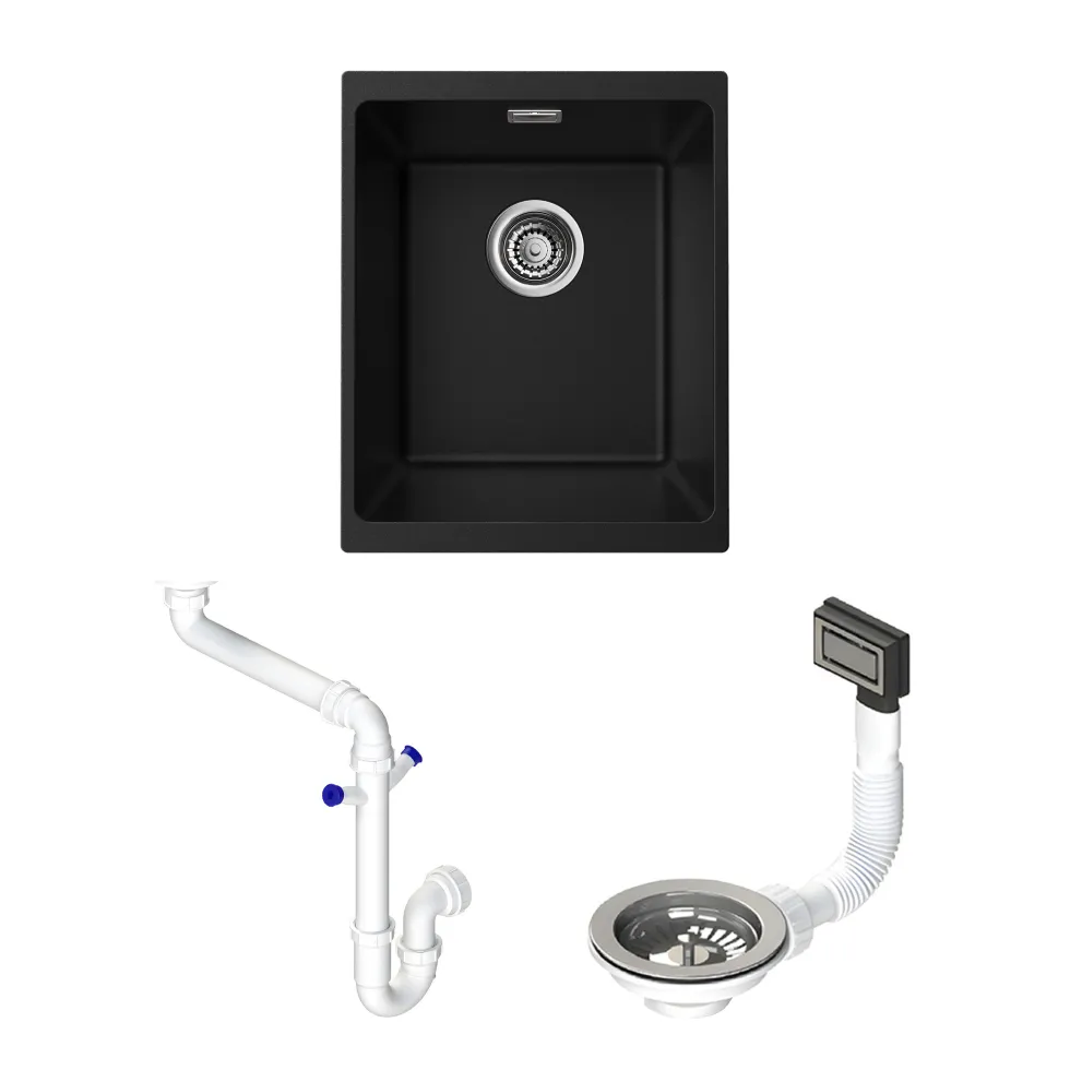 Vellamo Terra Compact 1 Bowl Granite Composite Inset or Undermount Kitchen Sink & Waste - 370 x 460mm