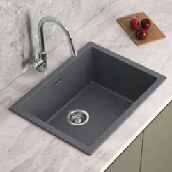 Vellamo Terra Large 1 Bowl Granite Composite Inset / Undermount Kitchen Sink & Waste - 610 x 460mm
