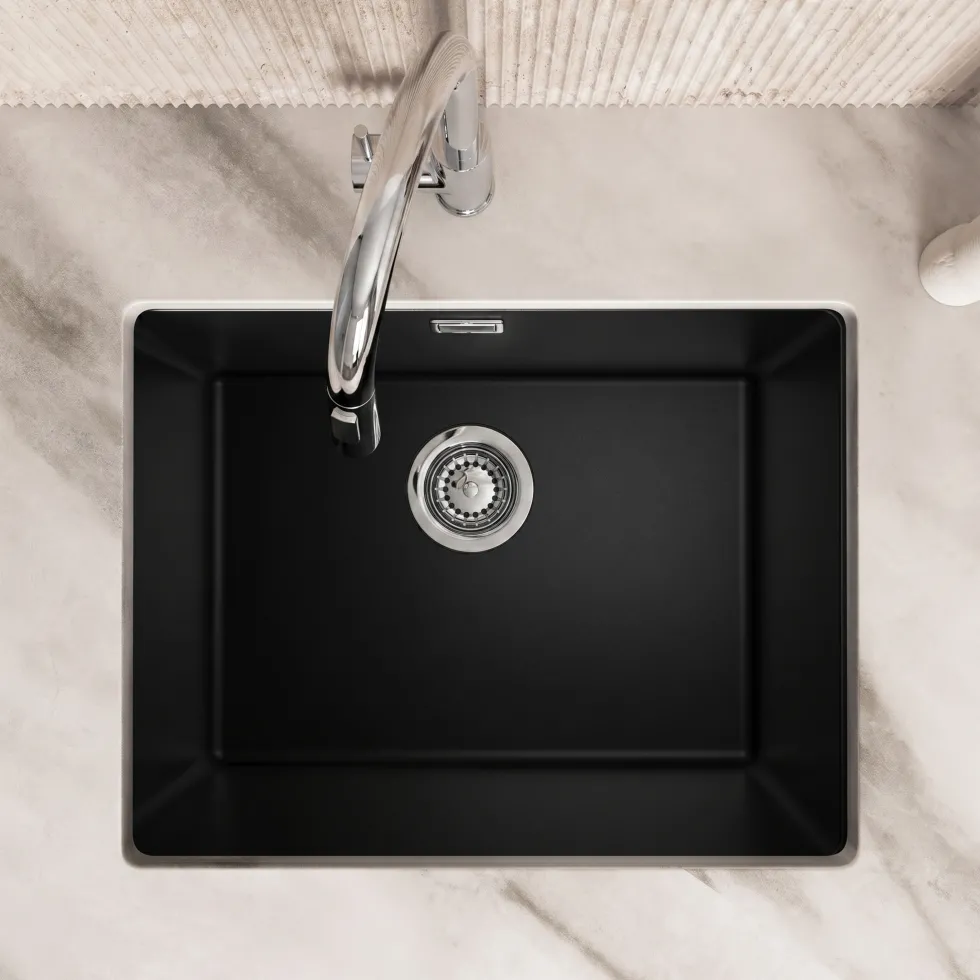 Vellamo Terra Large 1 Bowl Granite Composite Inset / Undermount Kitchen Sink & Waste - 610 x 460mm