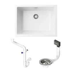 Vellamo Terra Large 1 Bowl Granite Composite Inset / Undermount Kitchen Sink & Waste - 610 x 460mm