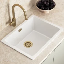 Vellamo Terra Large 1 Bowl Granite Composite Inset / Undermount Kitchen Sink & Waste - 610 x 460mm