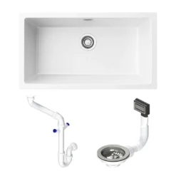 Vellamo Terra XL 1 Bowl Granite Composite Inset / Undermount Kitchen Sink & Waste - 774 x 434mm