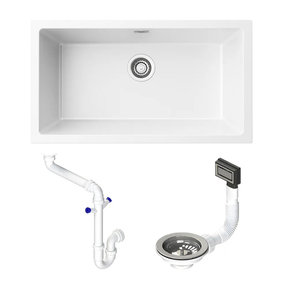 Vellamo Terra XL 1 Bowl Granite Composite Inset / Undermount Kitchen Sink & Waste - 774 x 434mm