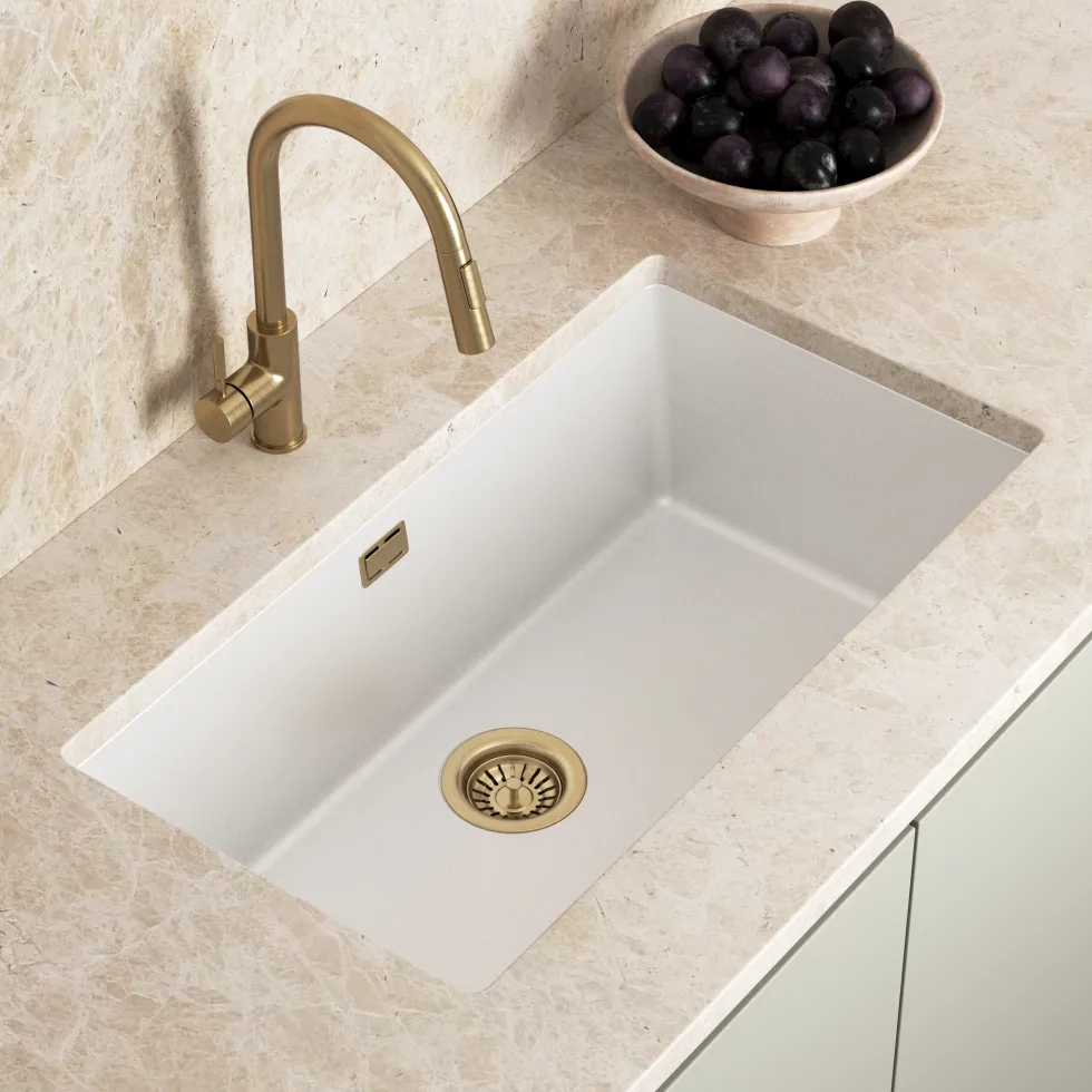 Vellamo Terra XL 1 Bowl Granite Composite Inset / Undermount Kitchen Sink & Waste - 774 x 434mm