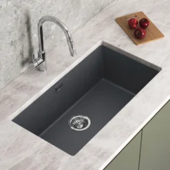 Vellamo Terra XL 1 Bowl Granite Composite Inset / Undermount Kitchen Sink & Waste - 774 x 434mm