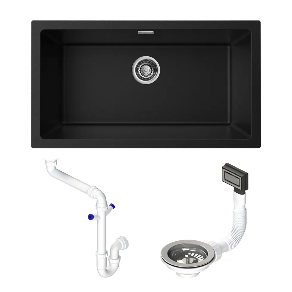 Vellamo Terra XL 1 Bowl Granite Composite Inset / Undermount Kitchen Sink & Waste - 774 x 434mm