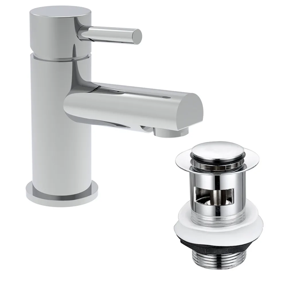 Vellamo Twist Chrome Basin Mixer Tap & Waste