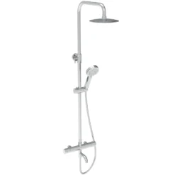 Vellamo Twist Exposed 3 Outlet Rigid Riser Thermostatic Shower Set with Integrated Bath Spout