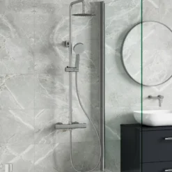 Vellamo Twist Round Thermostatic Shower Valve, Fixed Head & Handset Shower Set - Chrome