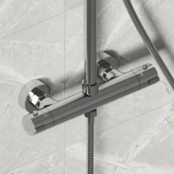 Vellamo Twist Round Thermostatic Shower Valve, Fixed Head & Handset Shower Set - Chrome